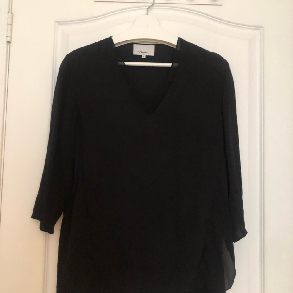 3.1 Phillip Lim | 100% Silk Black V-Neck Top
